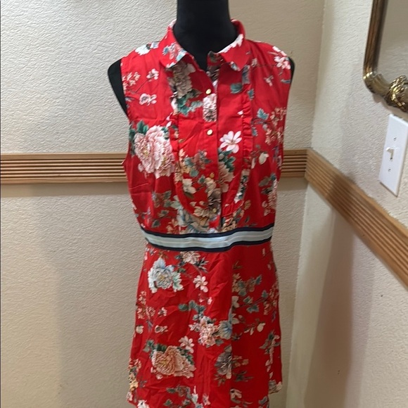 River Island NWT Size UK 16 Floral Red Sleeveless Dress!!! - Picture 6 of 11